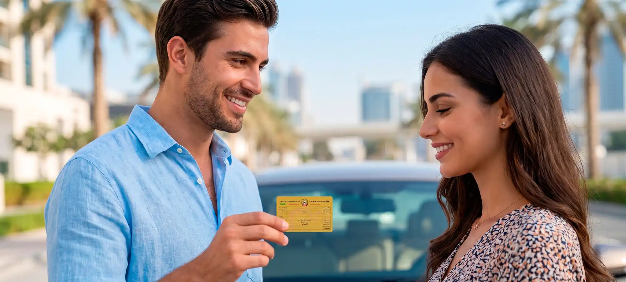showing the Mulkiya registration card to sell your car in Dubai
